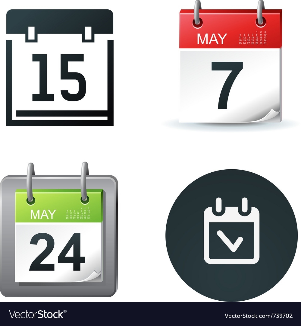 Calendar Icons Royalty Free Vector Image - Vectorstock Calendar Icon Eps Free