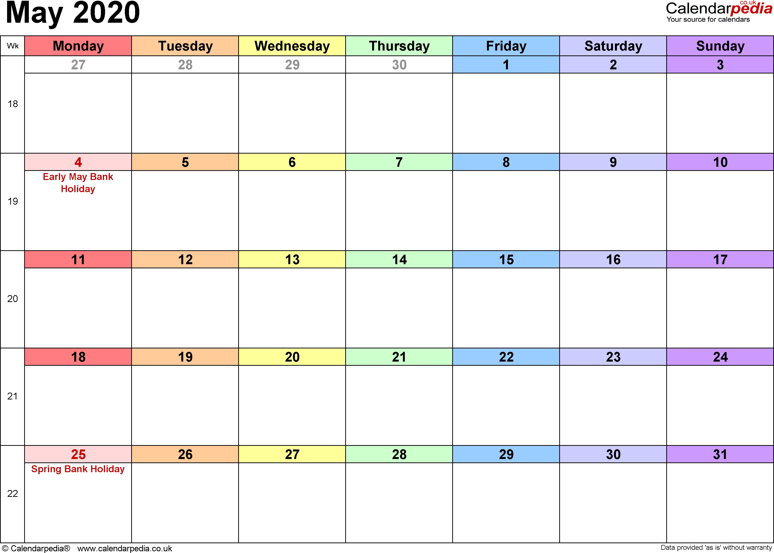 Calendar May 2020 Uk, Bank Holidays, Excel/pdf/word Templates May 2020 Calendar Uk