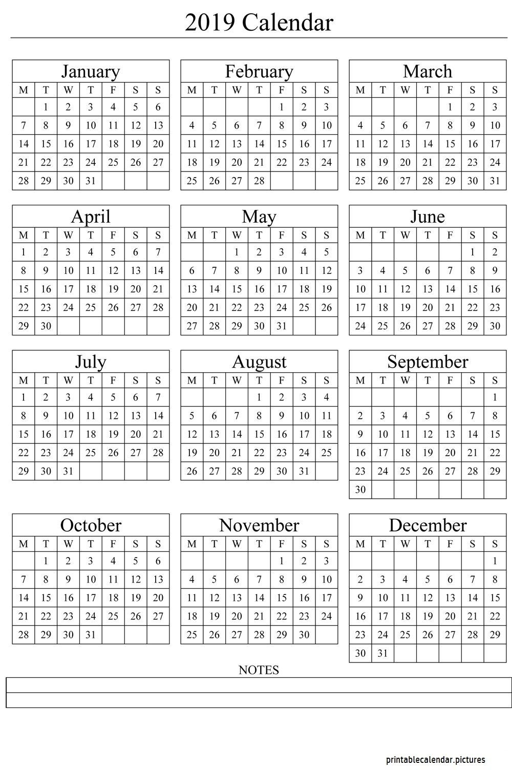 Calendar Template 2019 | Calendar Template 2019 | Calendar, 2019 4 Year Calendar Template