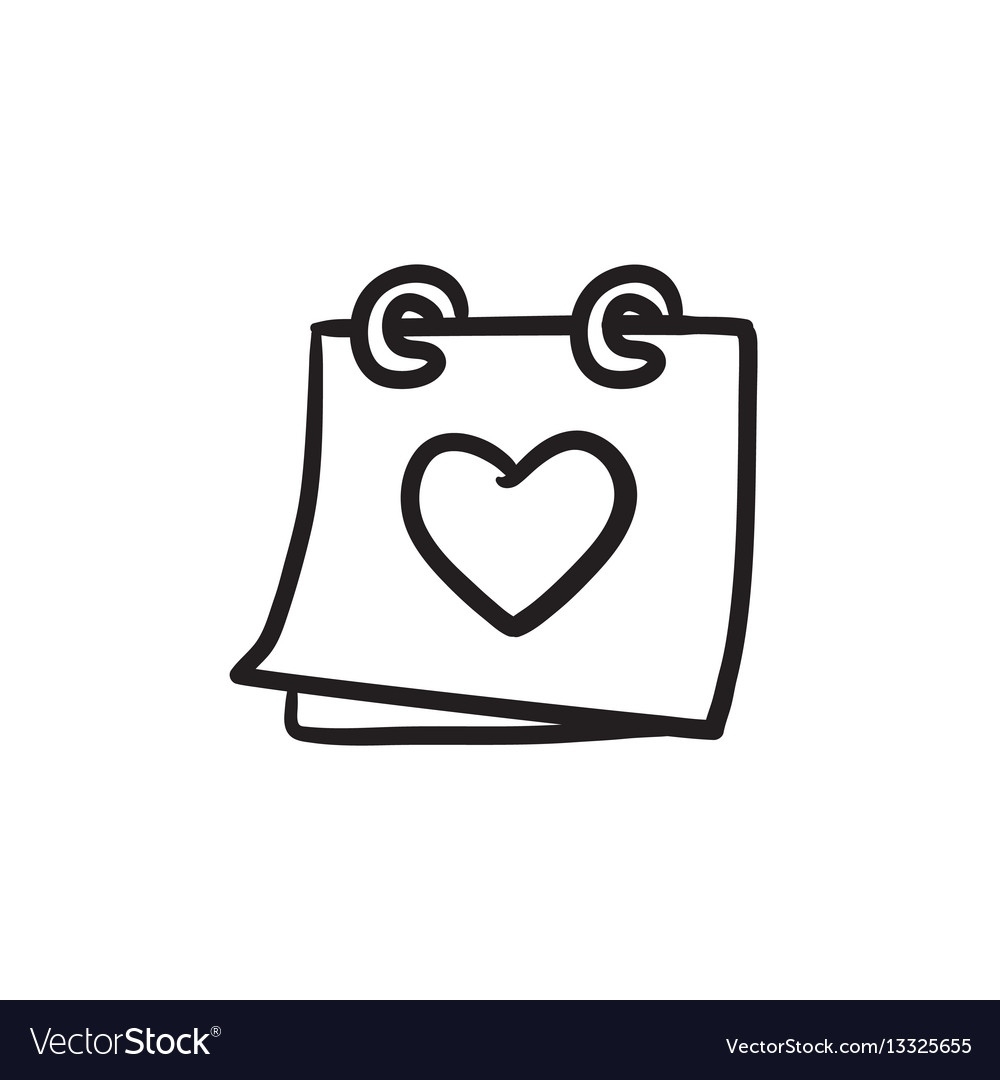 Calendar With Heart Sketch Icon Royalty Free Vector Image Calendar Icon For Sketch