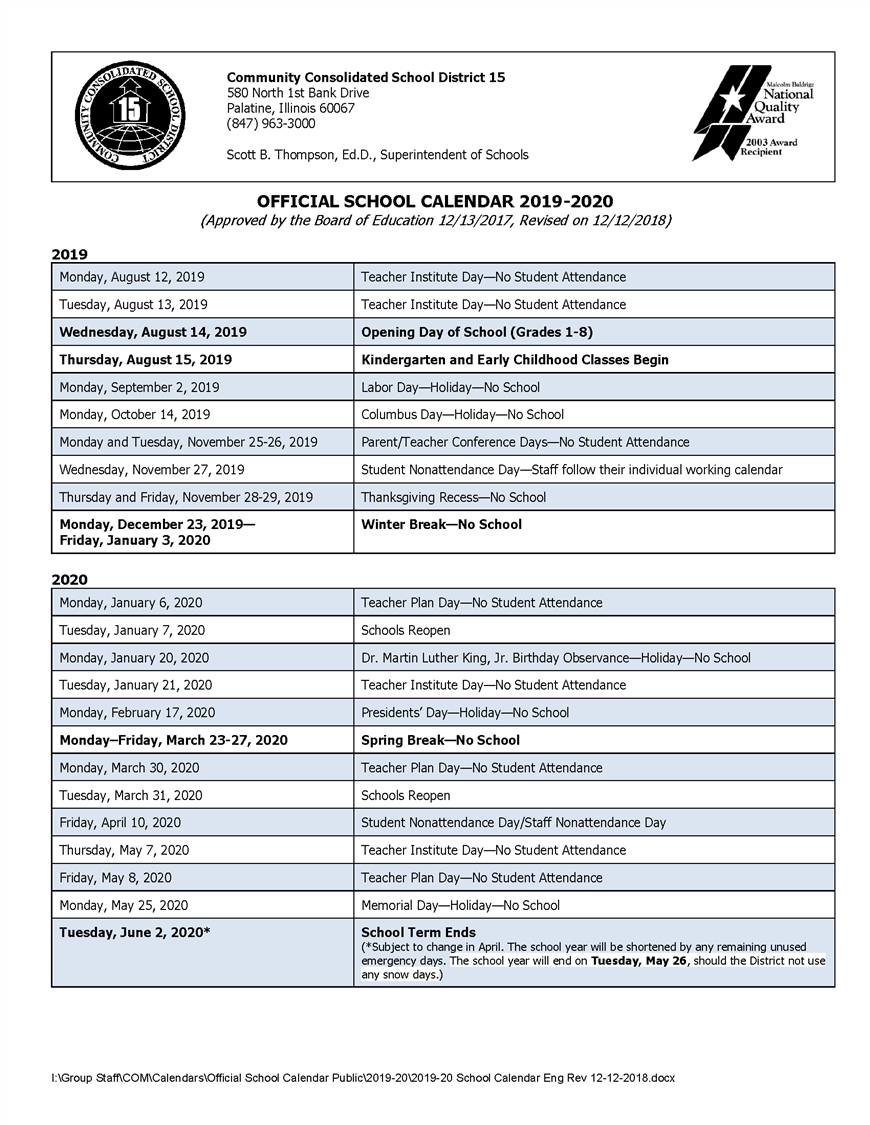 Calendars / 2019-20 Official School Calendar November 3 2020 Calendar