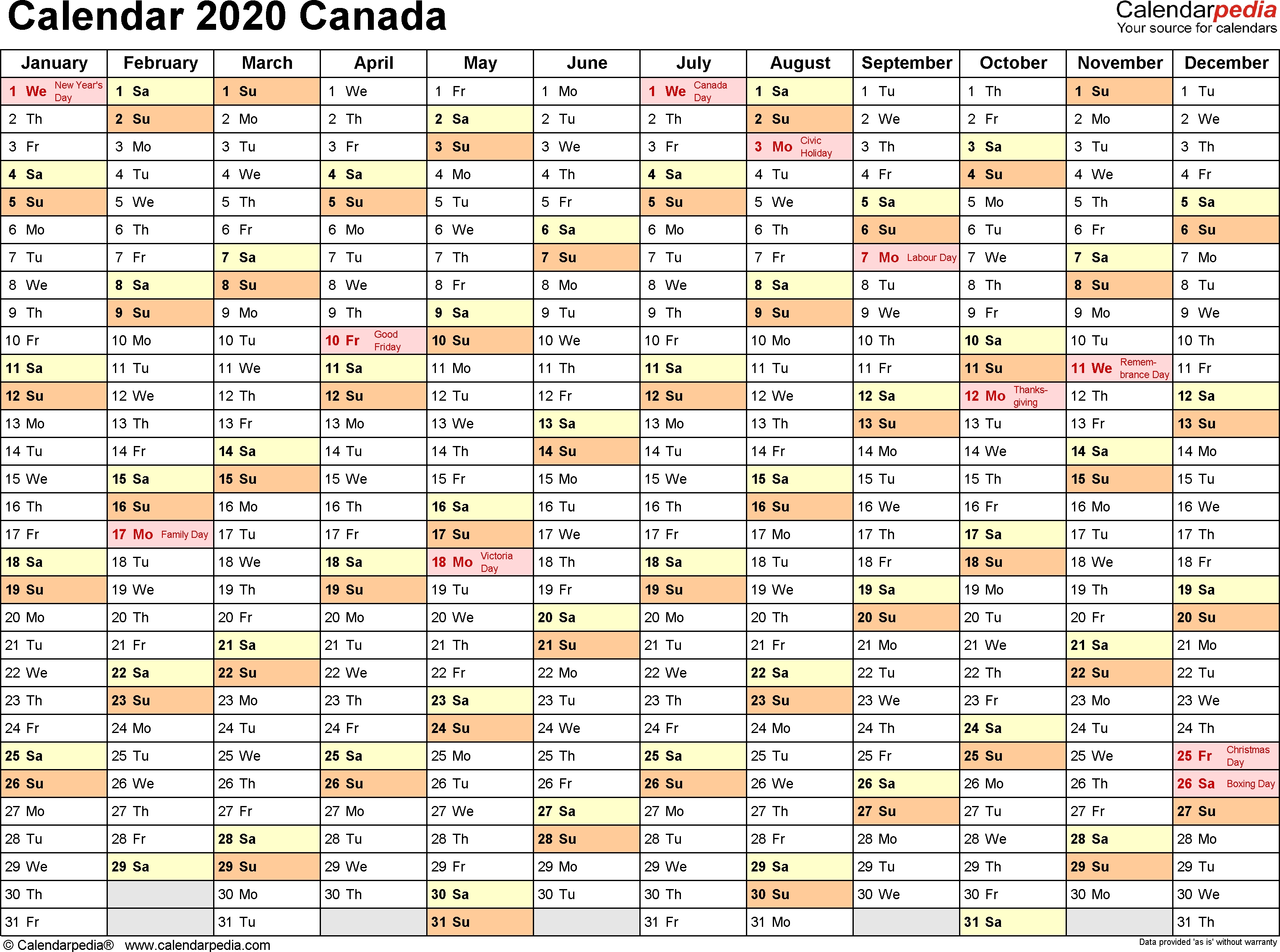 Canada Calendar 2020 - Free Printable Excel Templates 2020 Excel Calendar Canada
