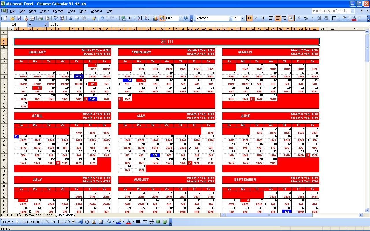 Chinese Calendar | Excel Templates Chinese Zodiac Calendar List