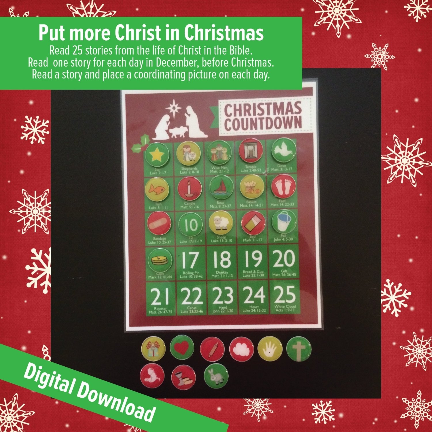 Christmas Countdown | Etsy Christmas Countdown Calendar 100 Days