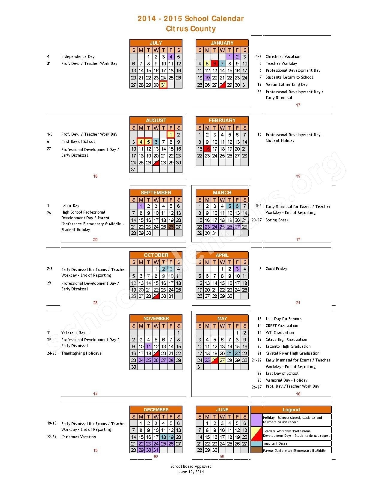 Citrus County School Calendar | Nicegalleries Dashing School Calendar Citrus County