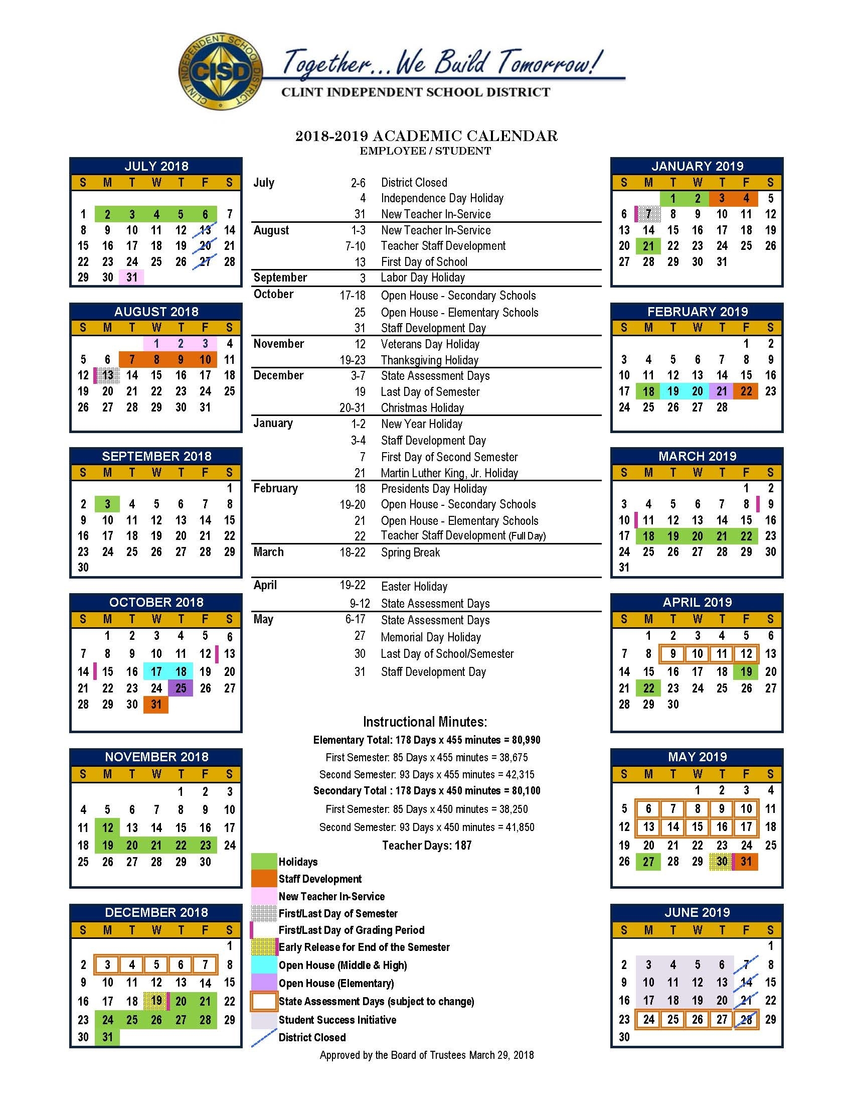 Clint Independent School District / Homepage L&#039;ecole Bilingue School Calendar