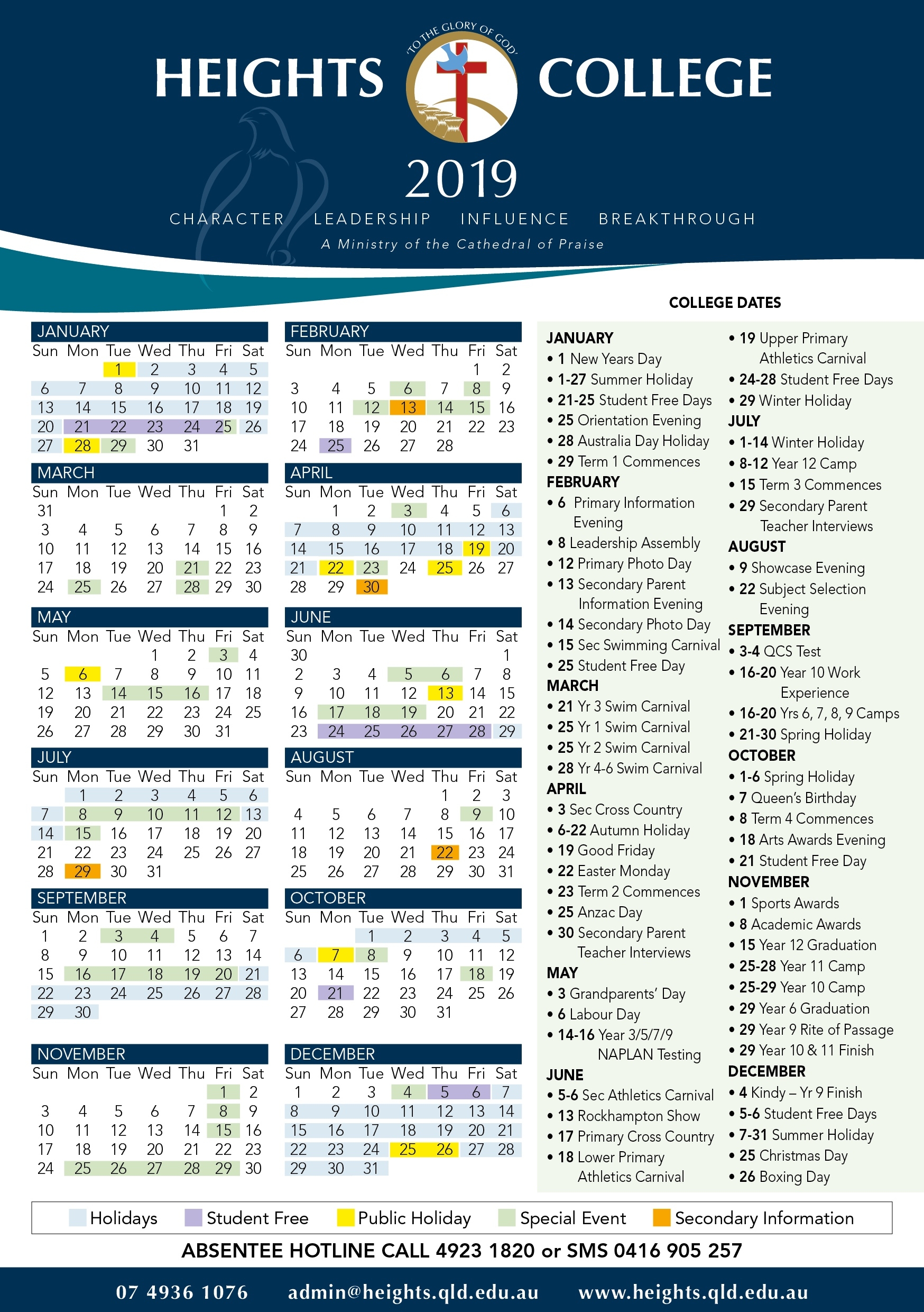 College Calendar Calendar School Holidays Queensland