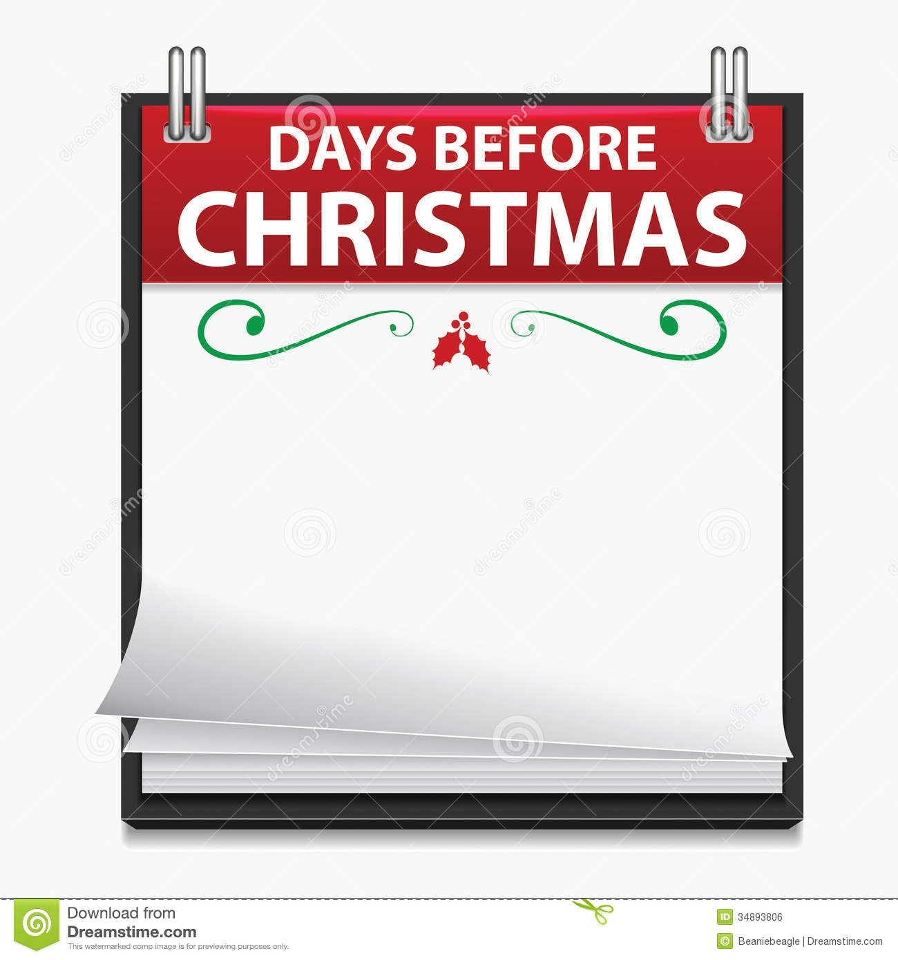 Christmas Countdown Calendar 100 Days • Printable Blank