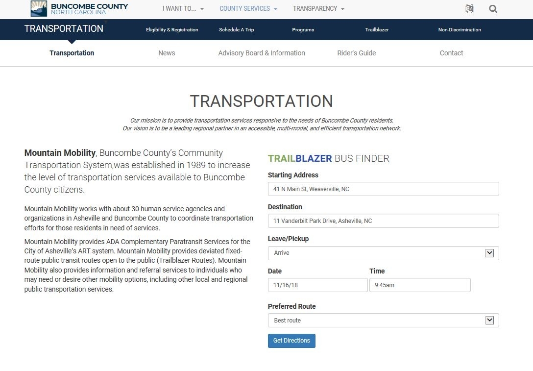 County Center- Buncombe Launches Trailblazer Bus Finder Powered By School Calendar Buncombe County