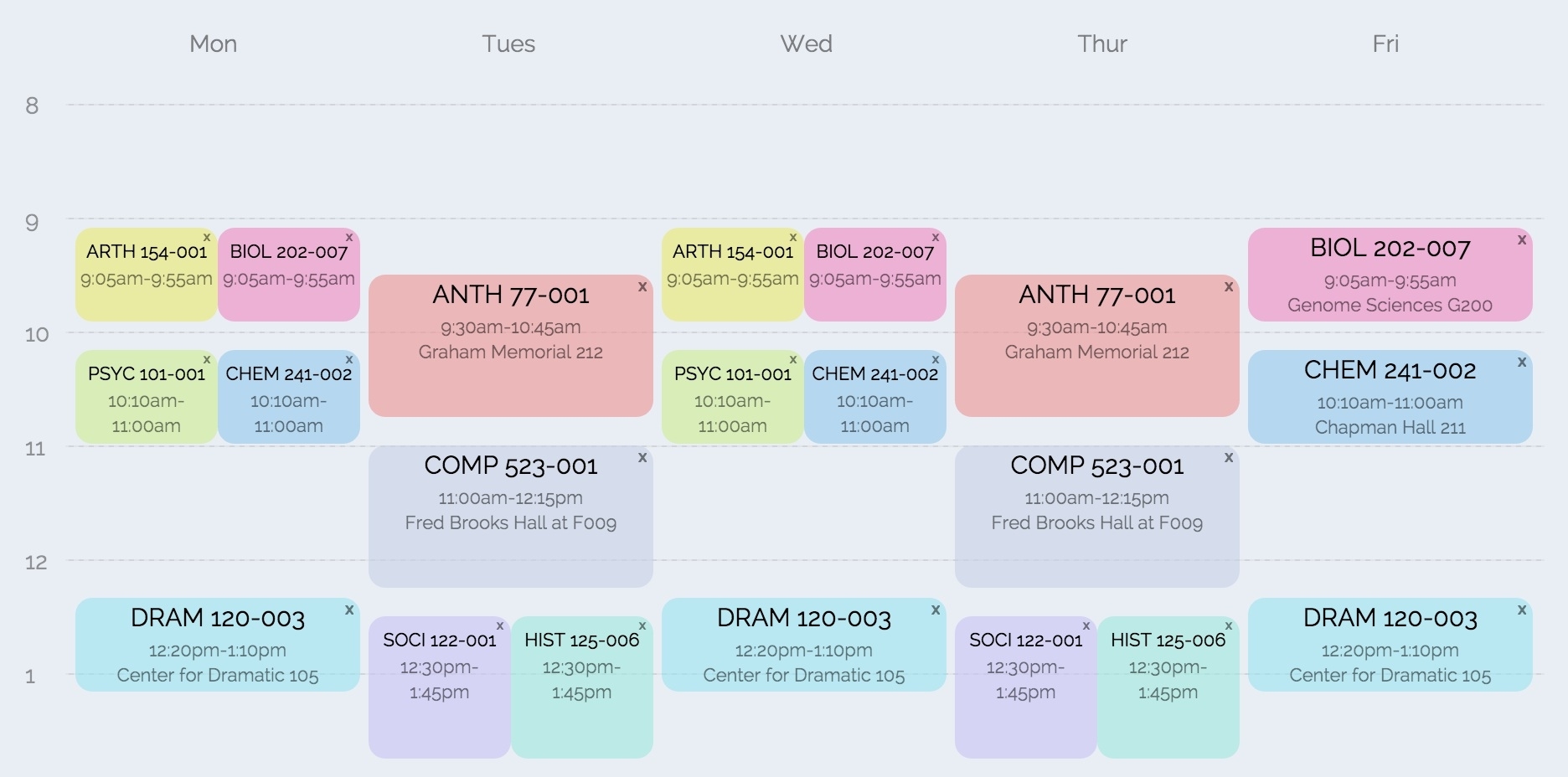 Coursicle | Plan Your Schedule And Get Into Classes Dashing U Of R School Calendar