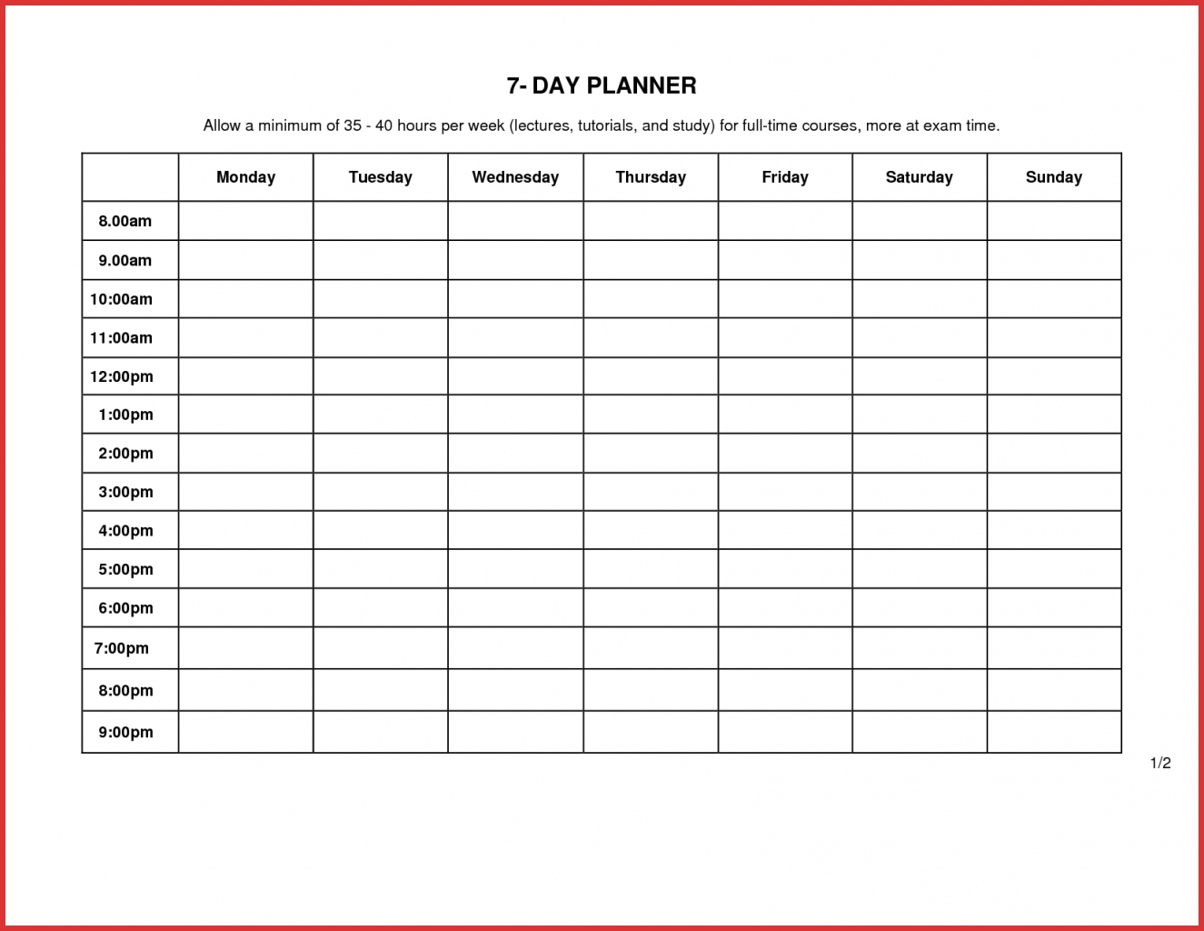 Day Week Calendar Template Schedule Elegant Blank | Smorad 7 Week Calendar Template