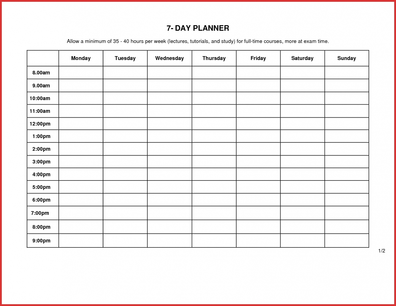 7 Week Calendar Template Printable Blank Calendar Template