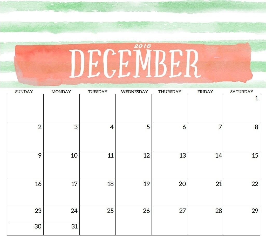 December 2018 Monthly Calendar Free Print | Printable Calendar Printing Calendar From Ipad
