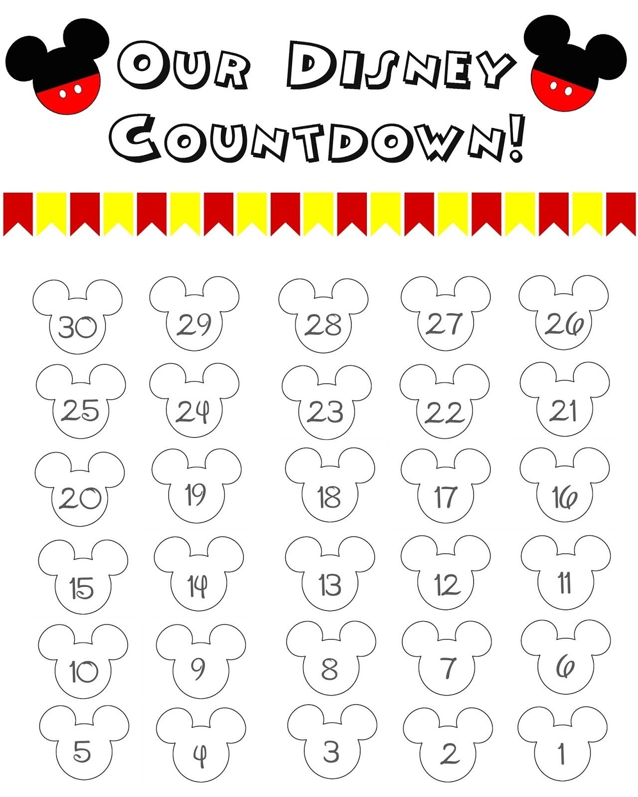 Disney World Countdown Calendar - Free Printable | The Momma Diaries Countdown Calendar Template Printable