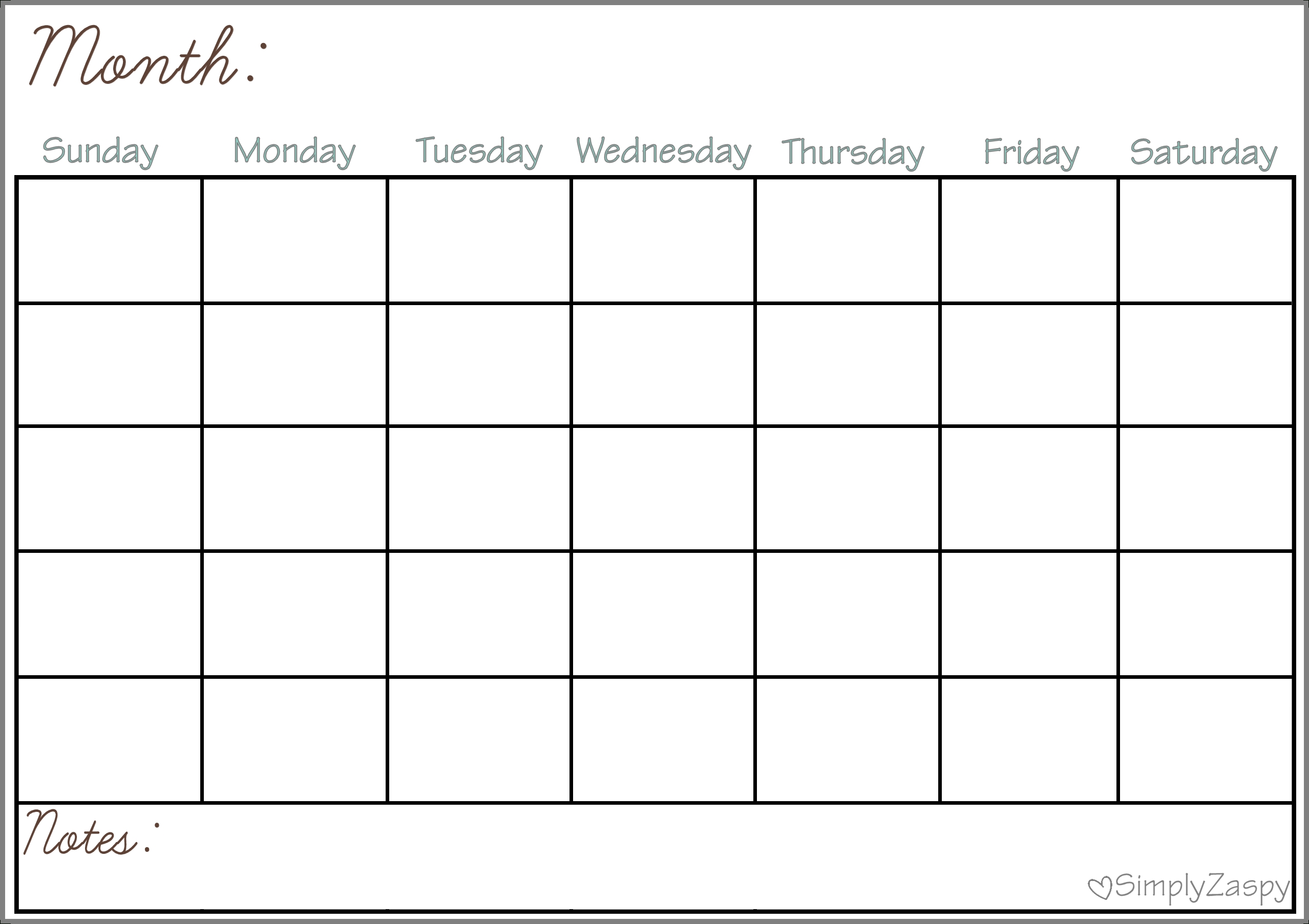 Diy Dry Erase Calendar • Simply Zaspy Free Blank Calendar Grid