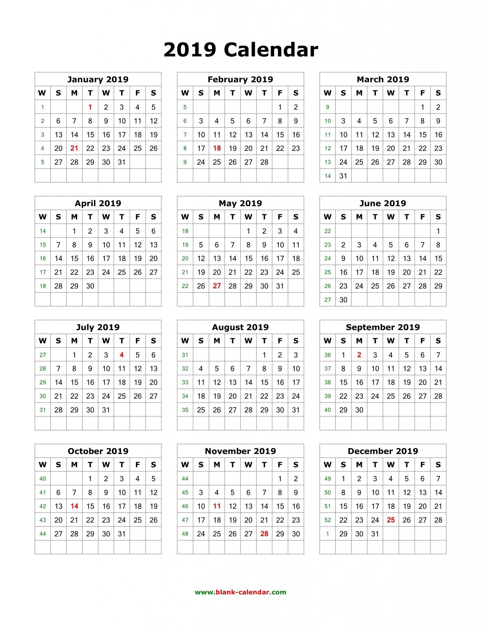 Download Blank 2019 Calendar Templates | 12 Month Calendar In One Dashing Blank Calendar Year Template
