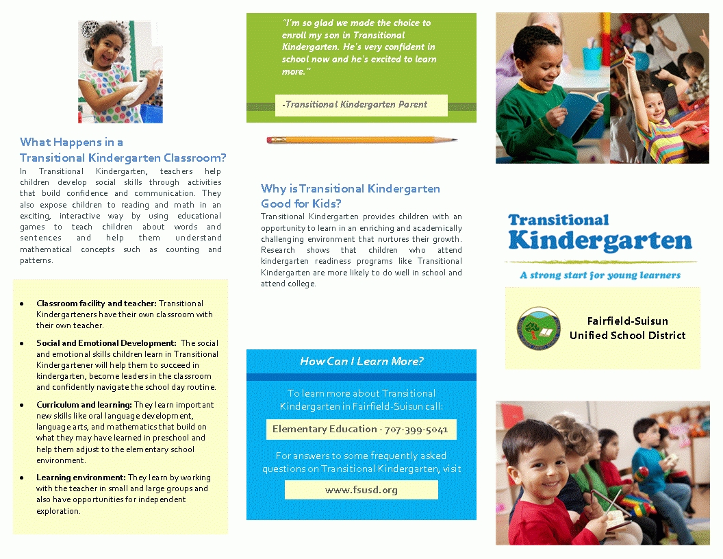 Elementary Education / Transitional Kindergarten B Gale Wilson School Calendar