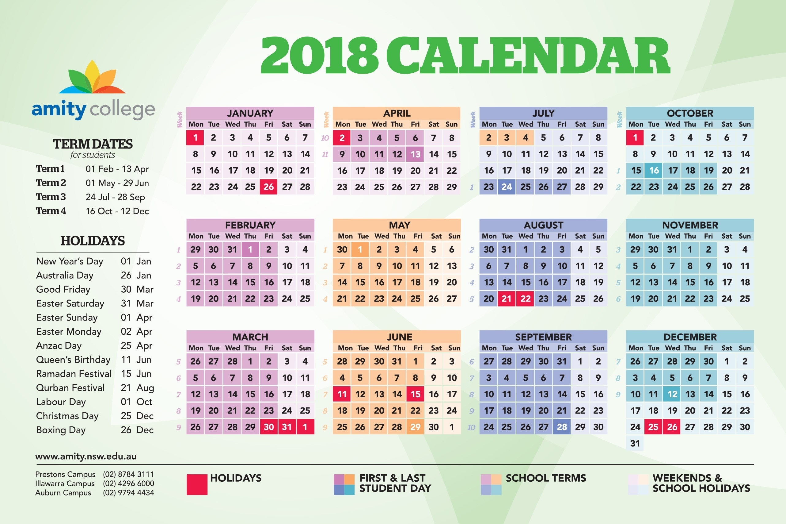 Event Calendar – Amity College Exceptional School Calendar Nsw 2019