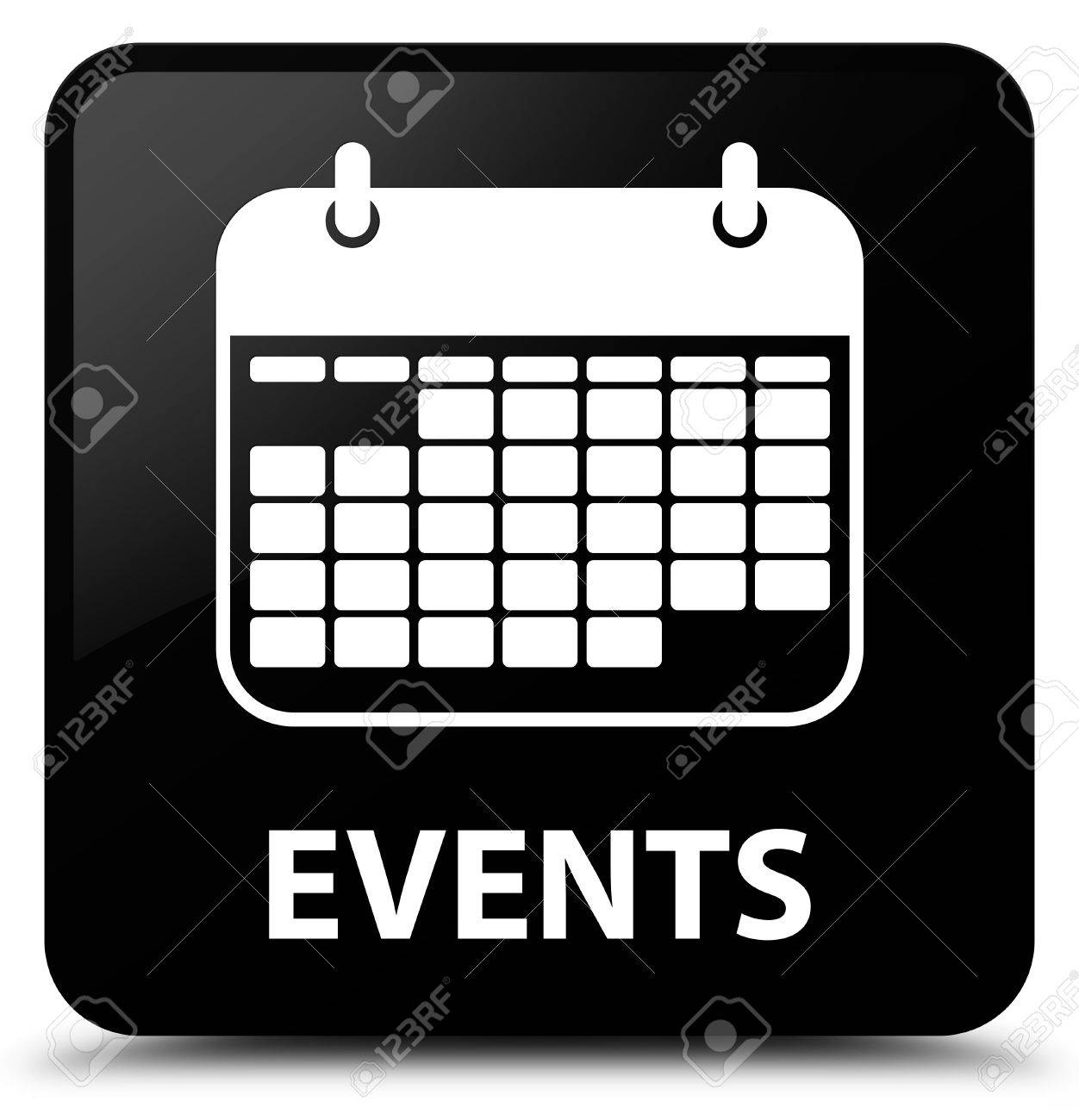 Events (Calendar Icon) Black Square Button Stock Photo, Picture And Event Calendar Icon Free