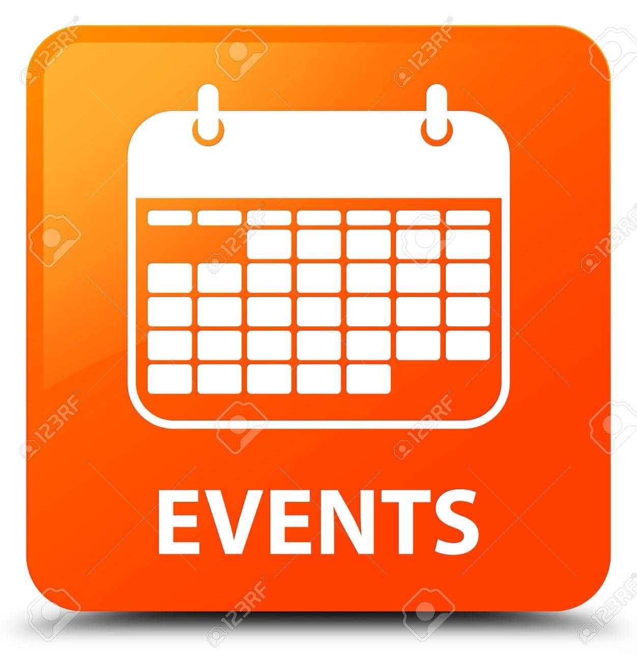 Events (Calendar Icon) Orange Square Button Stock Photo, Picture And Event Calendar Icon Free