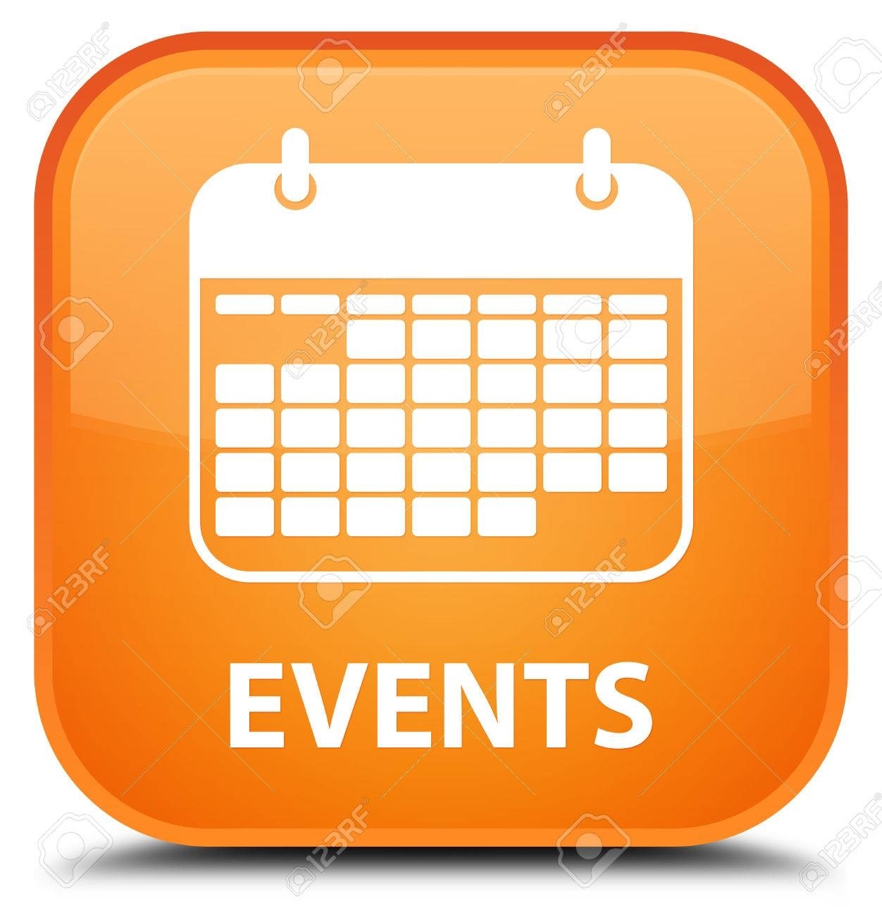 Events (Calendar Icon) Orange Square Button Stock Photo, Picture And Event Calendar Icon Free