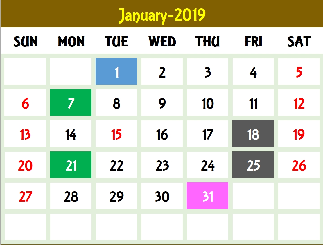 Excel Calendar Template - Excel Calendar 2019, 2020 Or Any Year Calendar Template Any Year