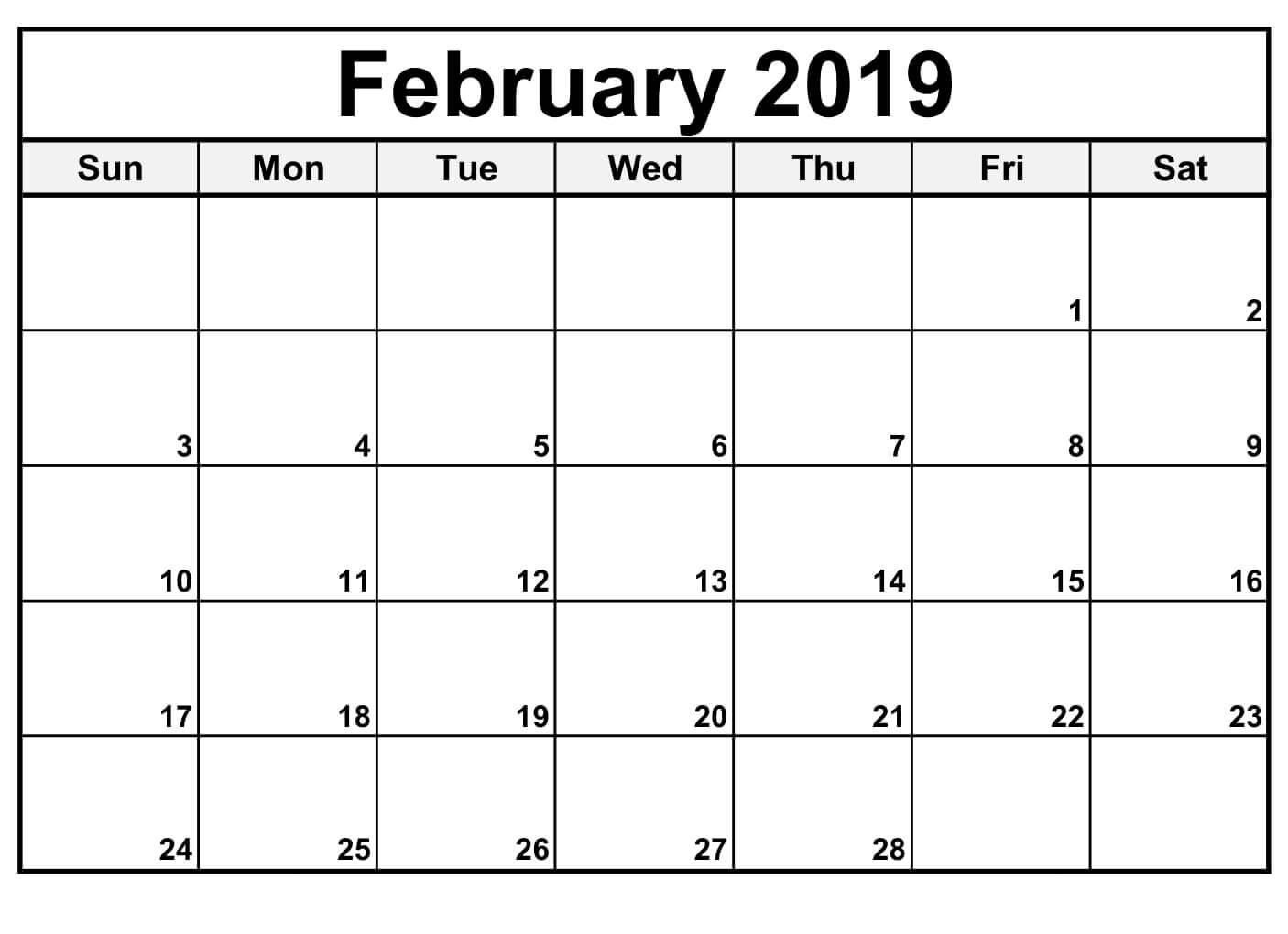 February 2019 Calendar Editable | Free Printable February 2019 Calendar Template To Fill In And Print