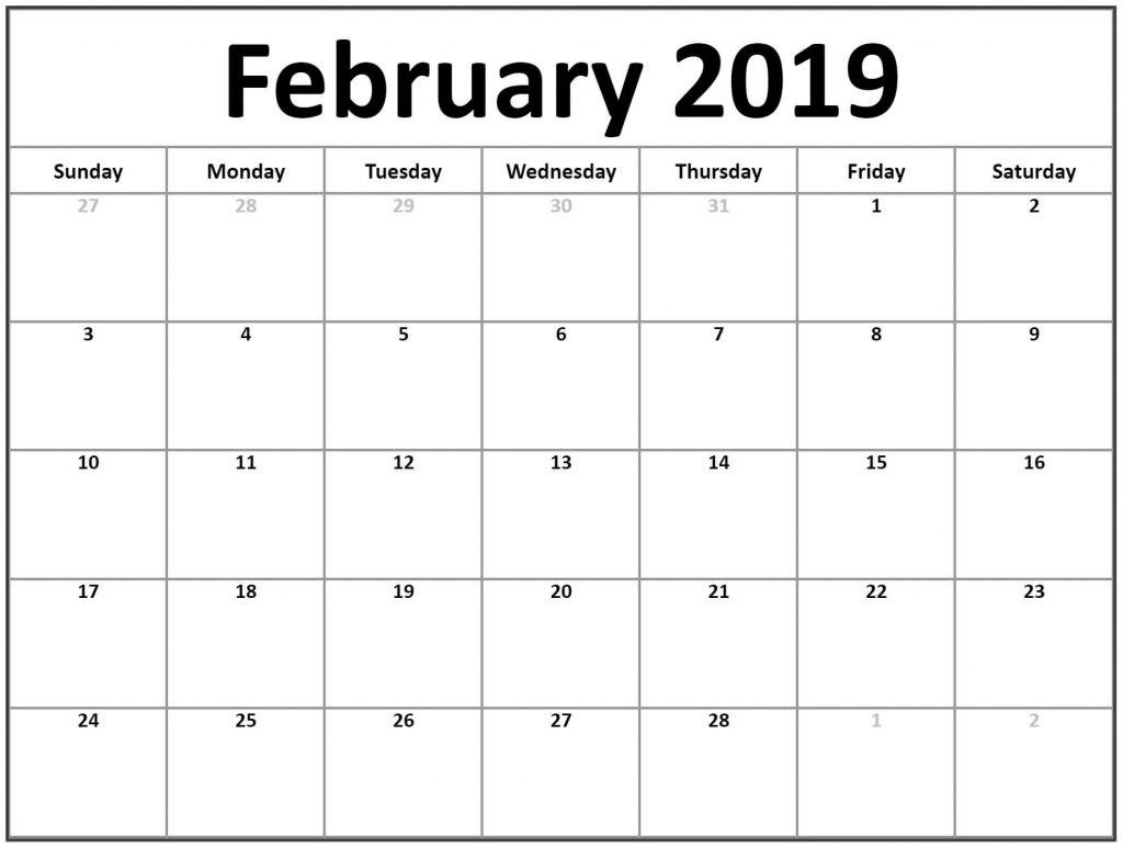February 2019 Printable Blank Calendar - Free Printable Calendar Impressive Blank Calendar High Resolution