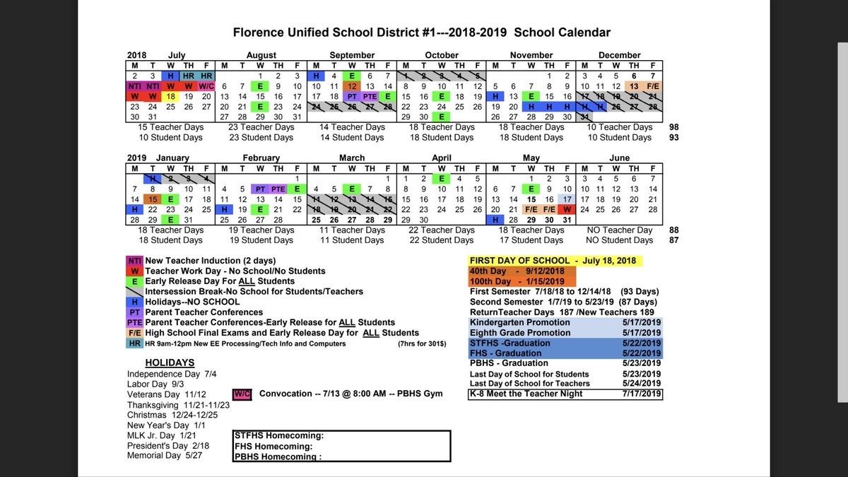 Florence Unified On Twitter: &quot;the Fusd School Board Has Approved A Incredible School Calendar District 87