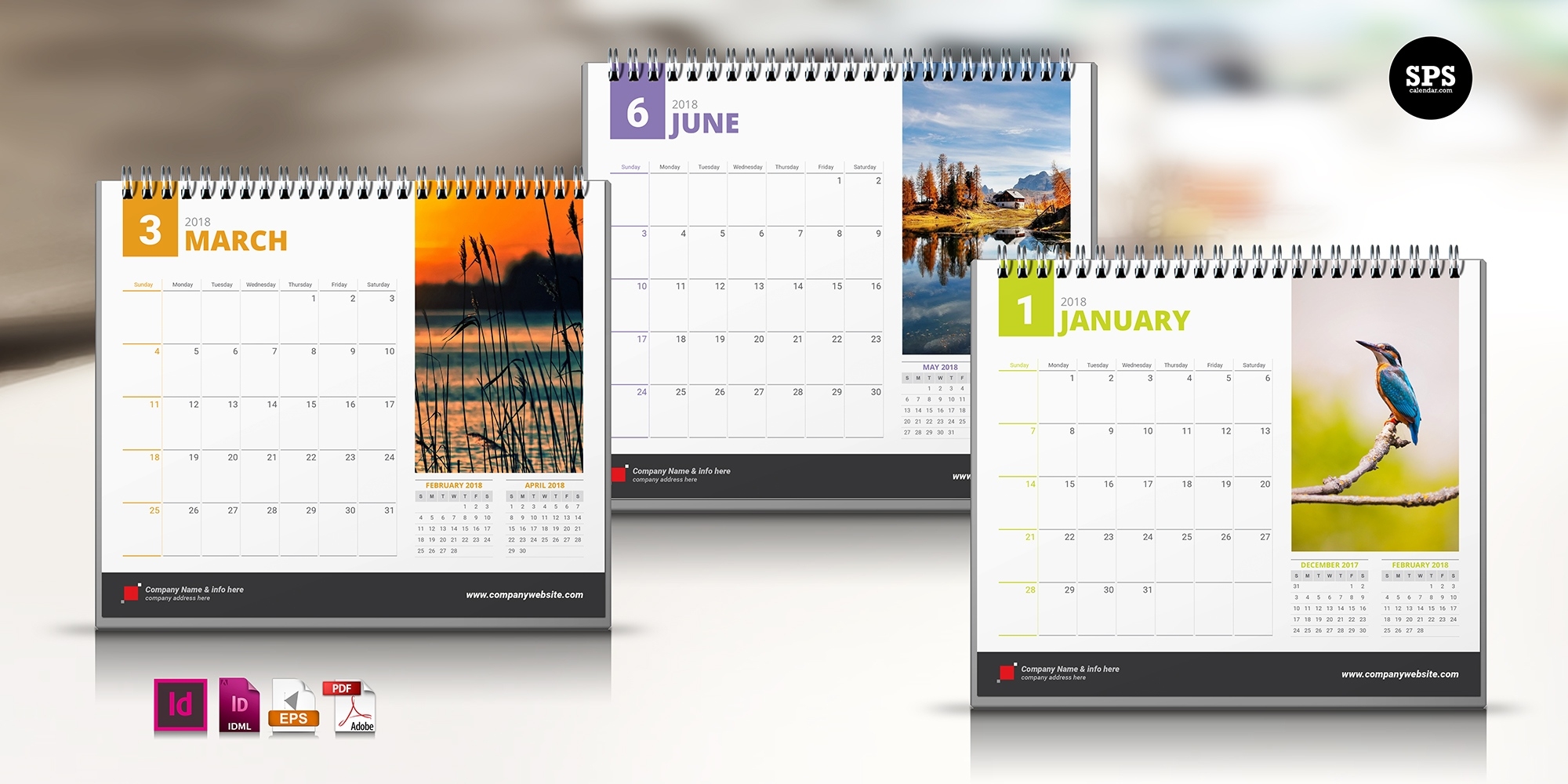 Free 2018 Indesign Calendar Template - Desk 01 - Spscalendar Free Calendar Template Indesign