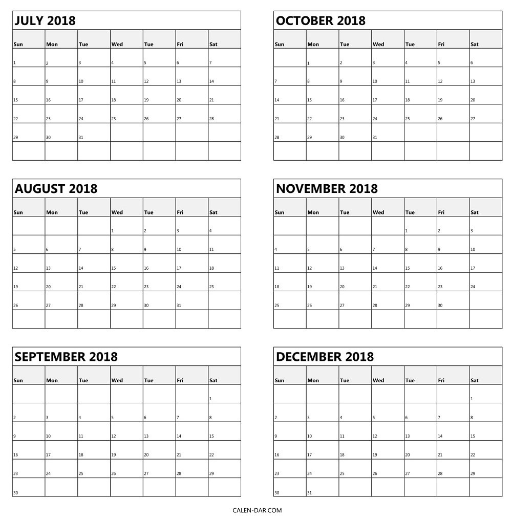 Free 6 Month Calendar 2019 • Printable Blank Calendar Template 6 Month Calendar Blank