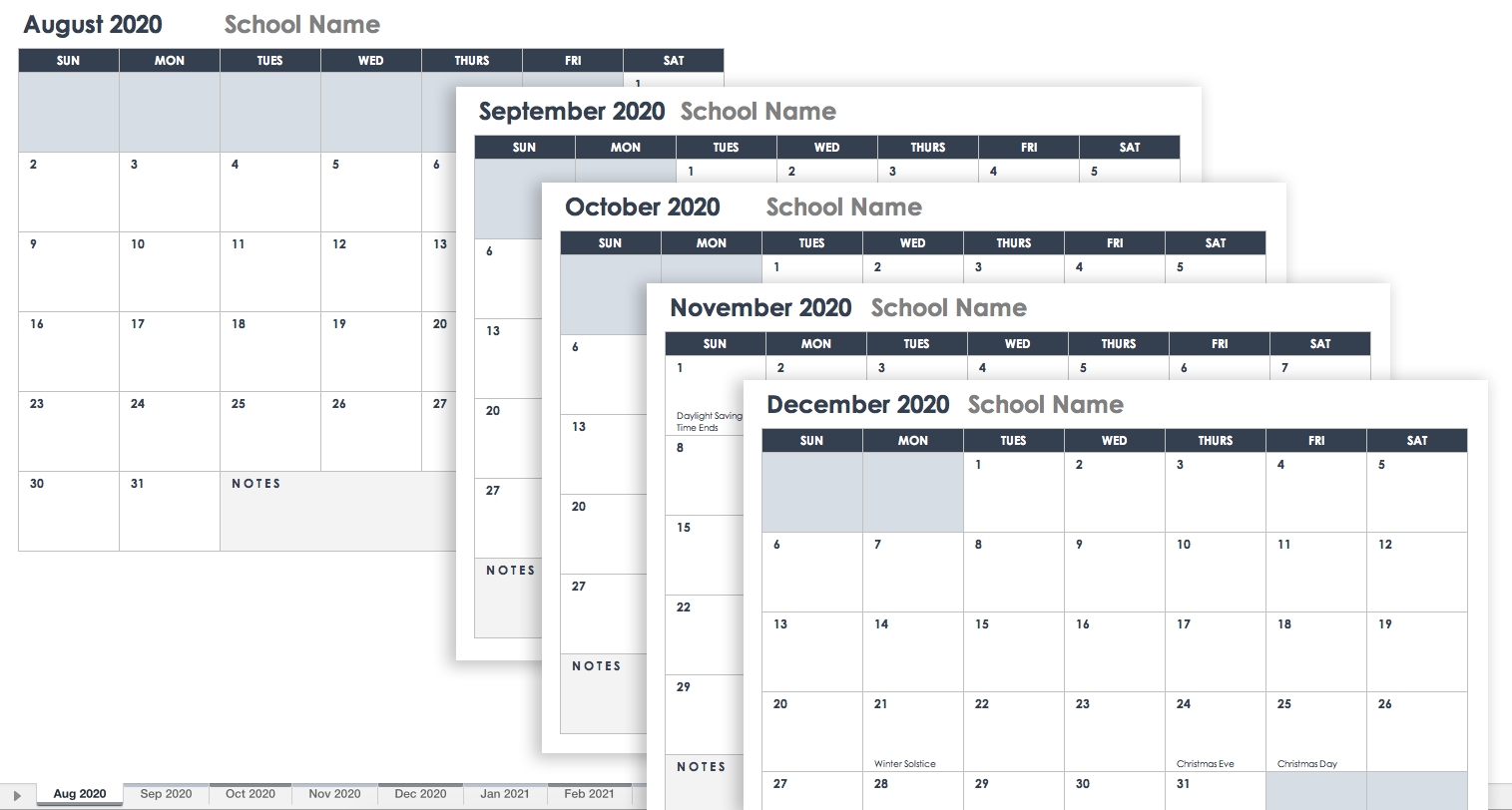 Free Blank Calendar Templates - Smartsheet Monthly Calendar Academic Year
