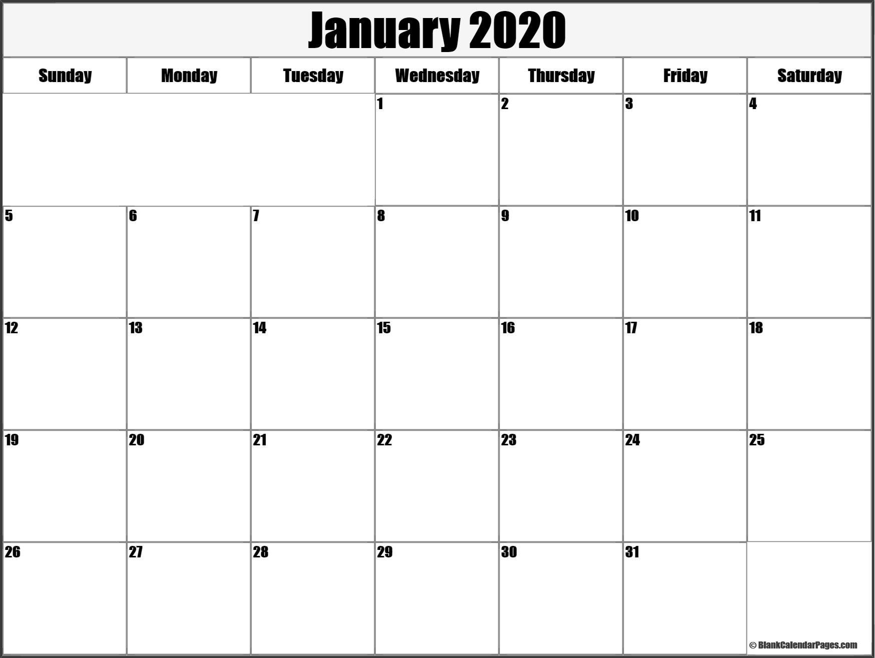 Free January 2020 Calendar Printable January 2020 Blank Calendar Incredible Free Printable Calendar January 2020