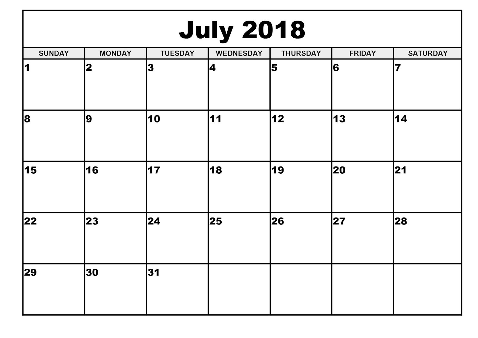 Free July 2018 Calendar Printable Blank Templates - Word Pdf Blank Calendar You Can Type In