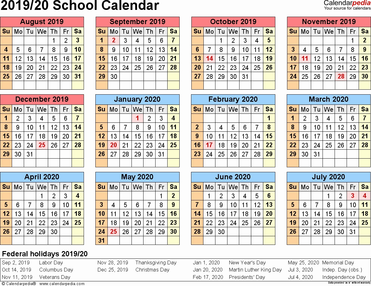 Free Printable School Calendar 2019 And 2019 School Calendars 2019 Extraordinary Free Printable 2020 Yearly Calendar With Holidays