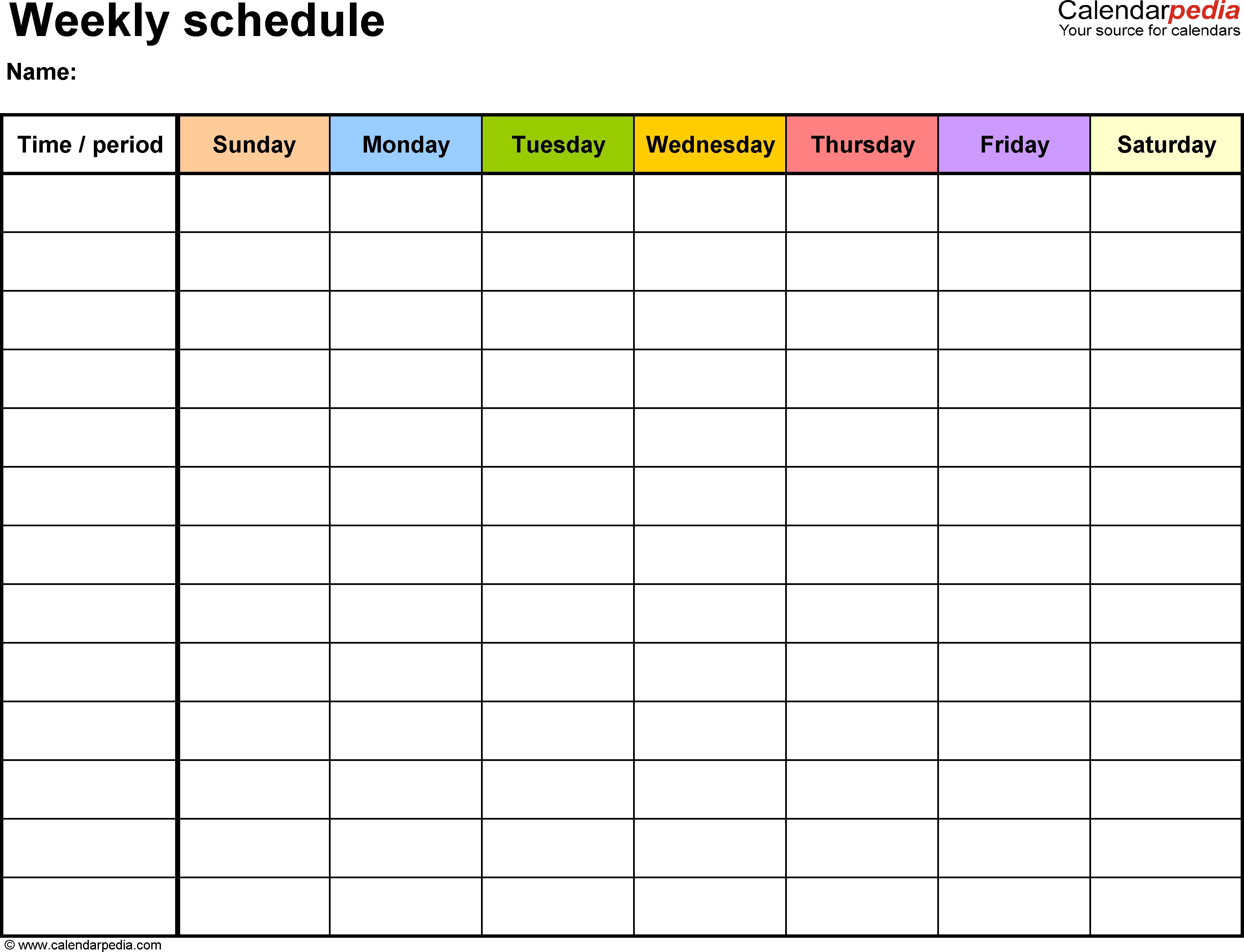 Free Weekly Schedule Templates For Excel - 18 Templates Remarkable 5 Week Blank Calendar Template