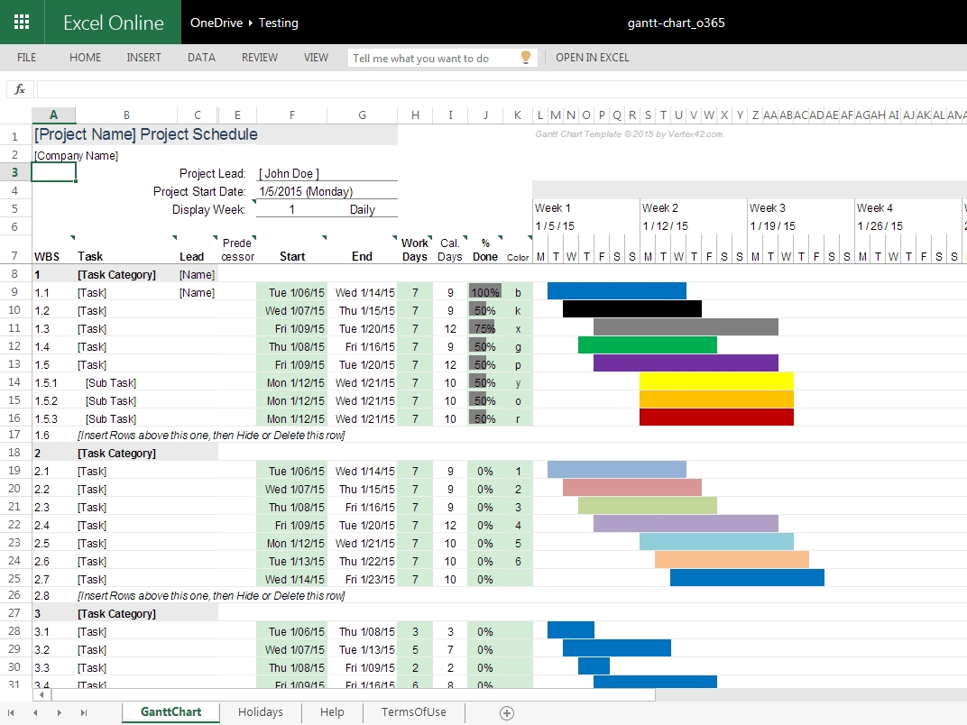 Gantt Chart Template Pro For Excel Excel Calendar Template Vertex42