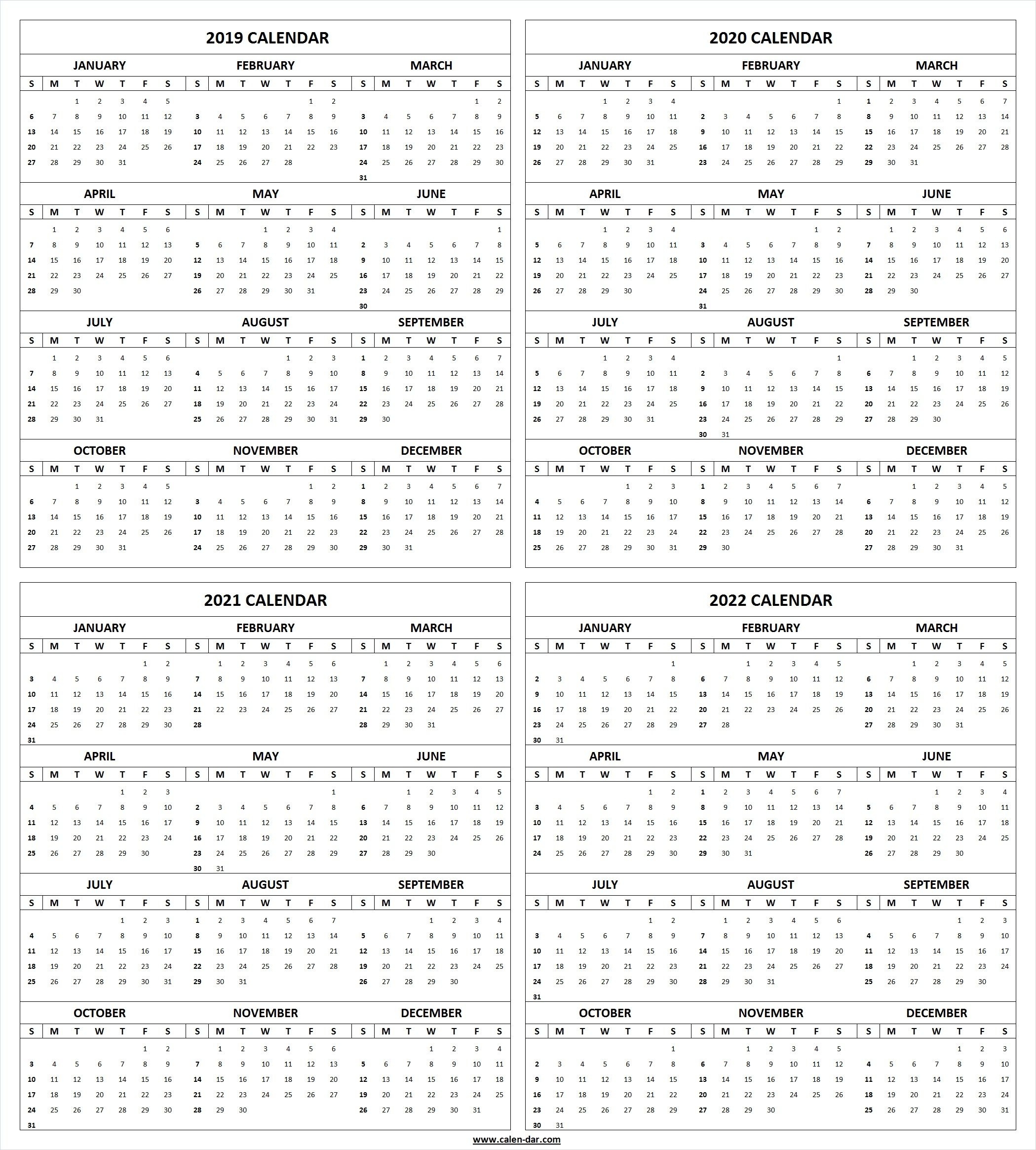 Get Free Blank Printable 2019 2020 2021 2022 Calendar Template 2020 Yearly Calendar Template Word