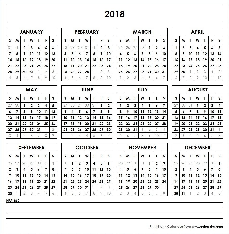 Get Free Blank Template Of Year 2018 Printable Calendar. These Extraordinary Blank Yearly Calendar Template Pdf
