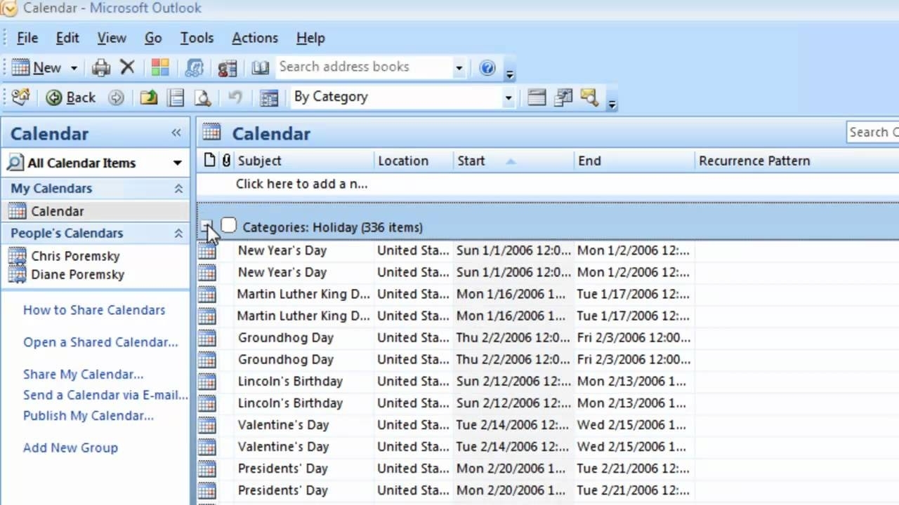 Group By Category To Delete Holidays From Outlook - Youtube Outlook Calendar Remove Holidays Duplicates