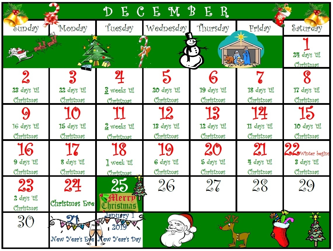 Holidaypages4U - 2018 Christmas Countdown - Printable Christmas Countdown Calendar In Weeks