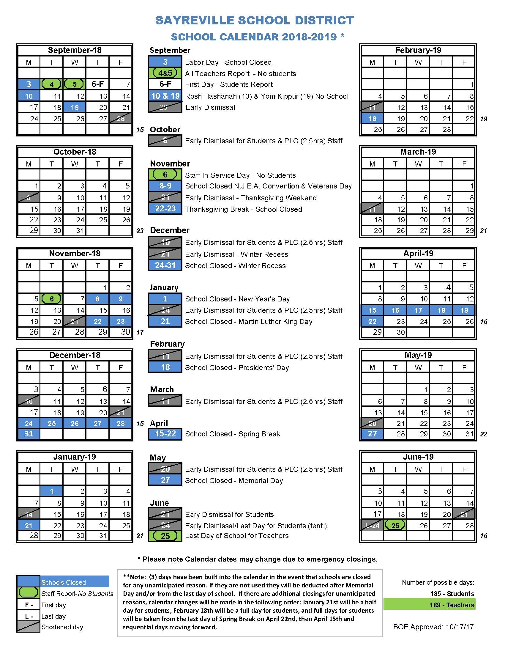 Home - Sayreville Public Schools L&#039;ecole Bilingue School Calendar