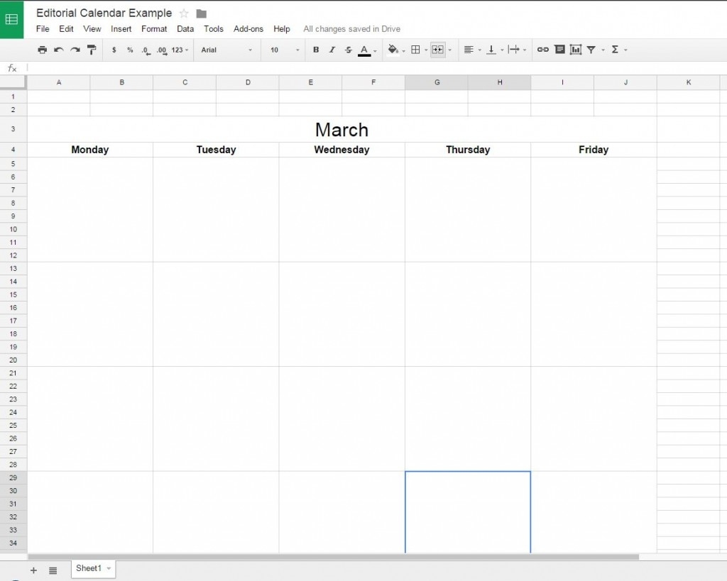 How To Create A Free Editorial Calendar Using Google Docs - Tutorial Calendar Template On Google Drive