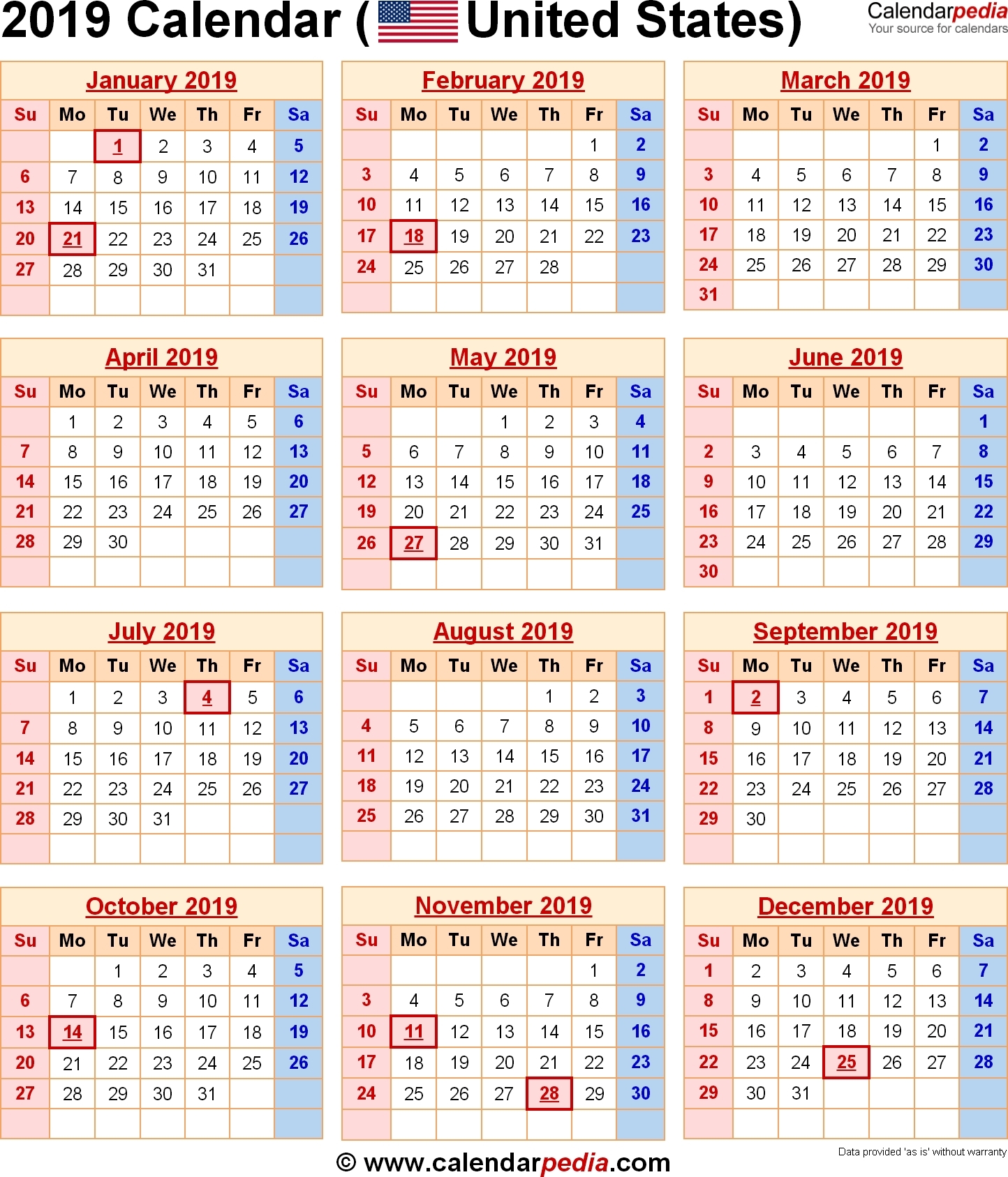 Image Result For 2019 Calendar With Holidays Usa | A Today Holiday Calendar Holidays For Today