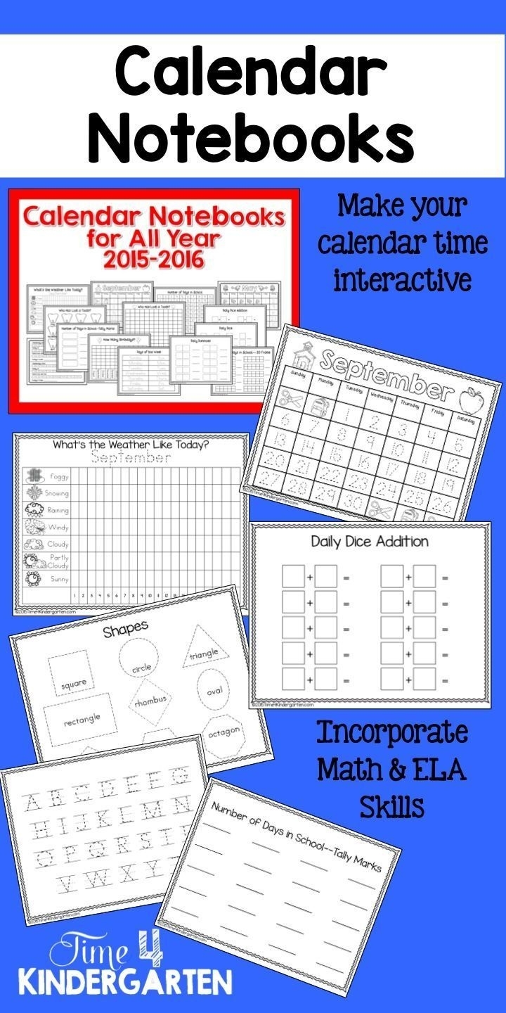 Interactive Calendar Notebooks For All Year 2018-2019 | Kinderland Calendar Journal Template Kindergarten