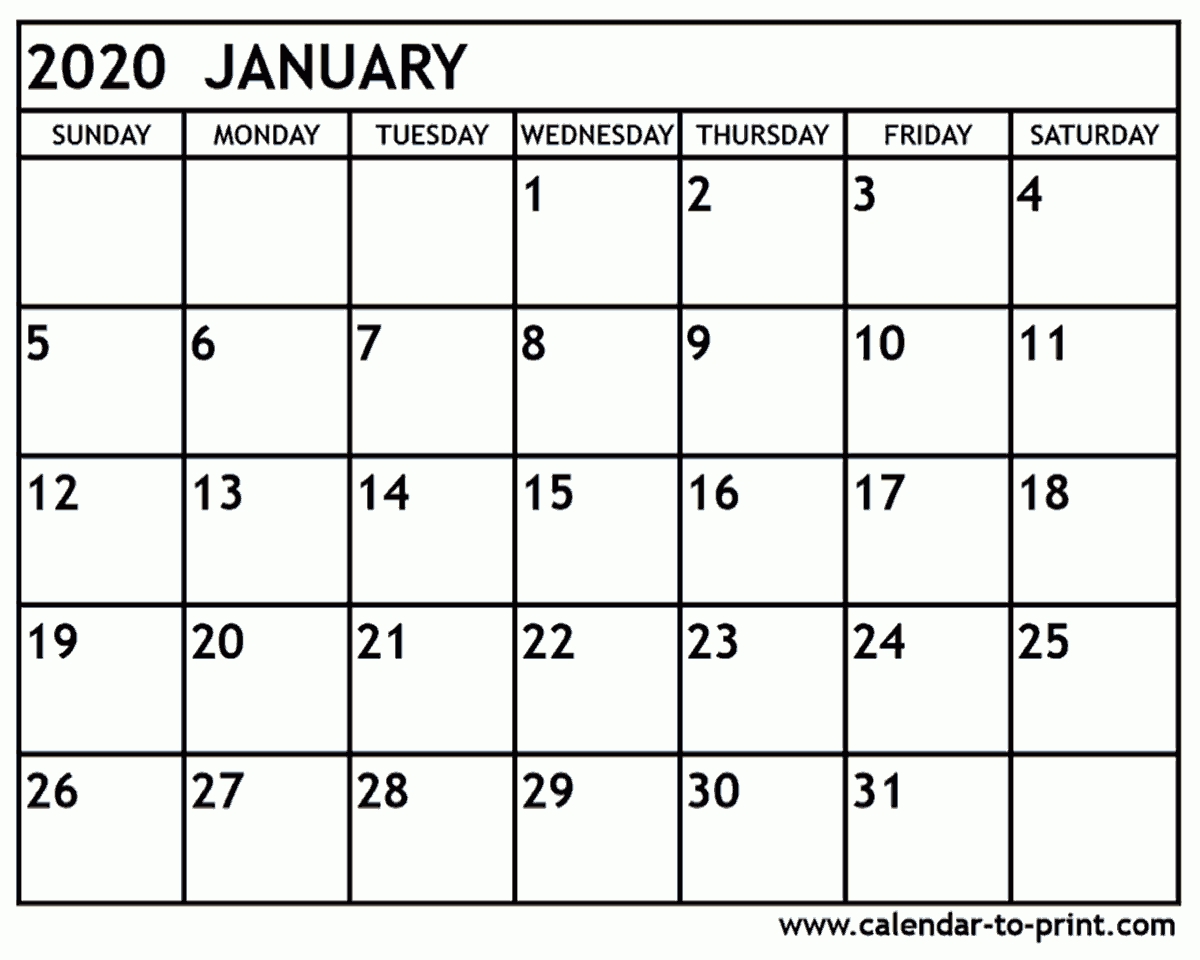January 2020 Calendar Printable Incredible Free Printable Calendar January 2020
