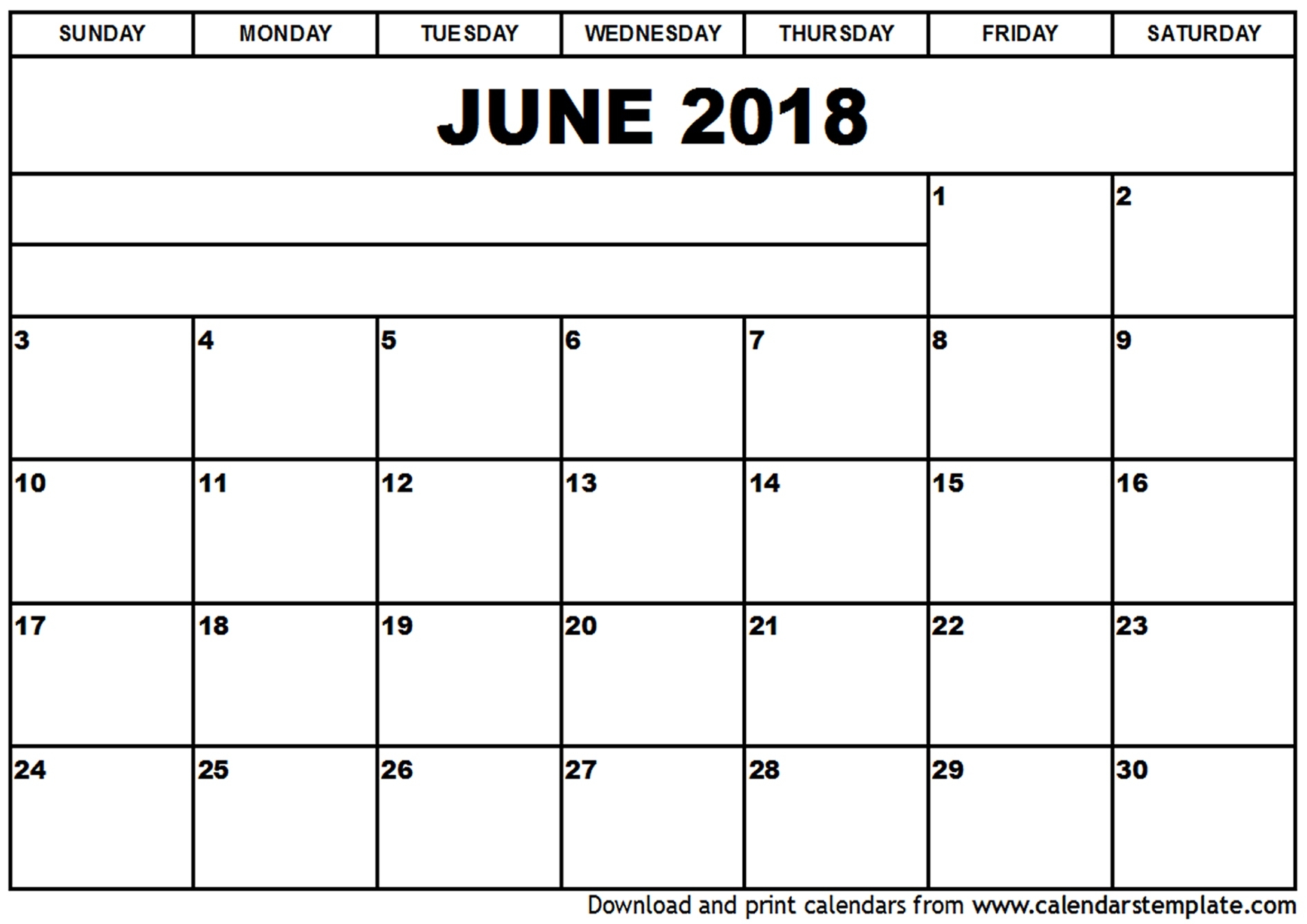 June 2018 Calendar Template | Year Printable Calendar Templates For Free Printable Calendars