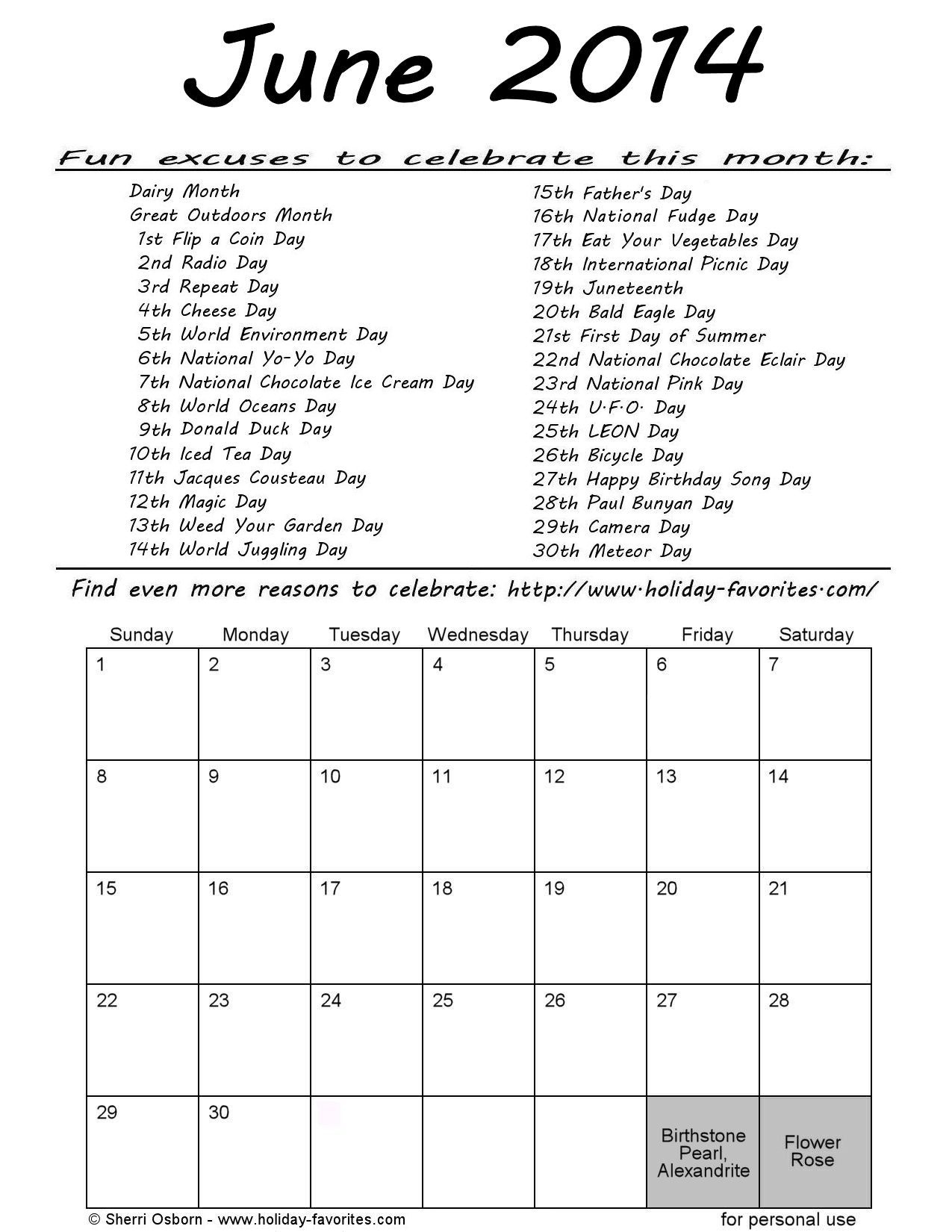 June Special Day Calendar Page | +June Calendar 6Th Month | Holiday Monthly Calendar Of Special Days