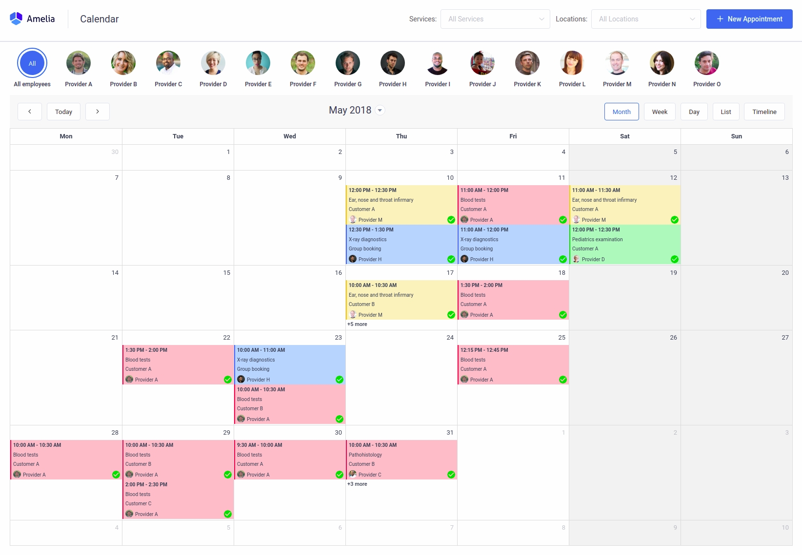 Managing Calendar - Amelia Booking WordPress Plugin Month Calendar Get Selected Date C