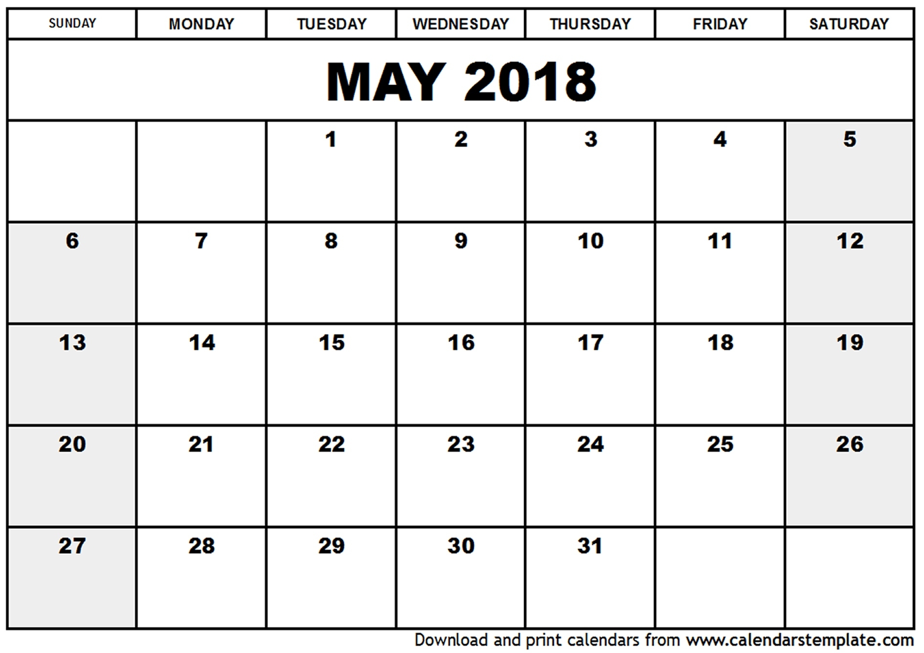 May 2018 Calendar Uk | Year Printable Calendar Free Calendar Template Uk